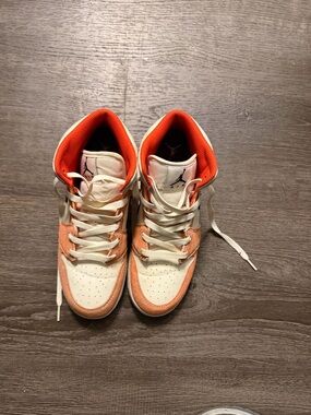 Jordan High-Top Sneakers in White and Orange